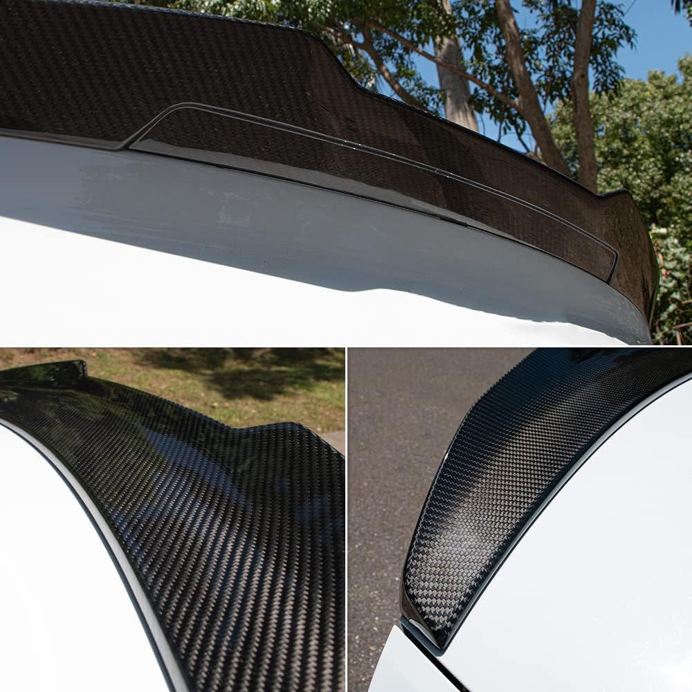 AeroBon Real Carbon Fiber Trunk Spoiler Compatible with 2018-2022 Honda Accord Spoiler (H Style) High Kick
