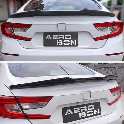 AeroBon Real Carbon Fiber Trunk Spoiler Compatible with 2018-2022 Honda Accord Spoiler (H Style) High Kick