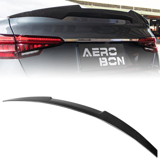 AeroBon Real Carbon Fiber Trunk Spoiler Compatible with 2017-2024 Audi A4 S4 B9 Rear Spoiler (MV Style) Motorsport Version