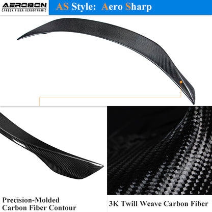 AeroBon Real Carbon Fiber Trunk Spoiler Compatible with 2014-2024 Maserati Ghibli Rear Spoiler (AS Style) Aero Sharp