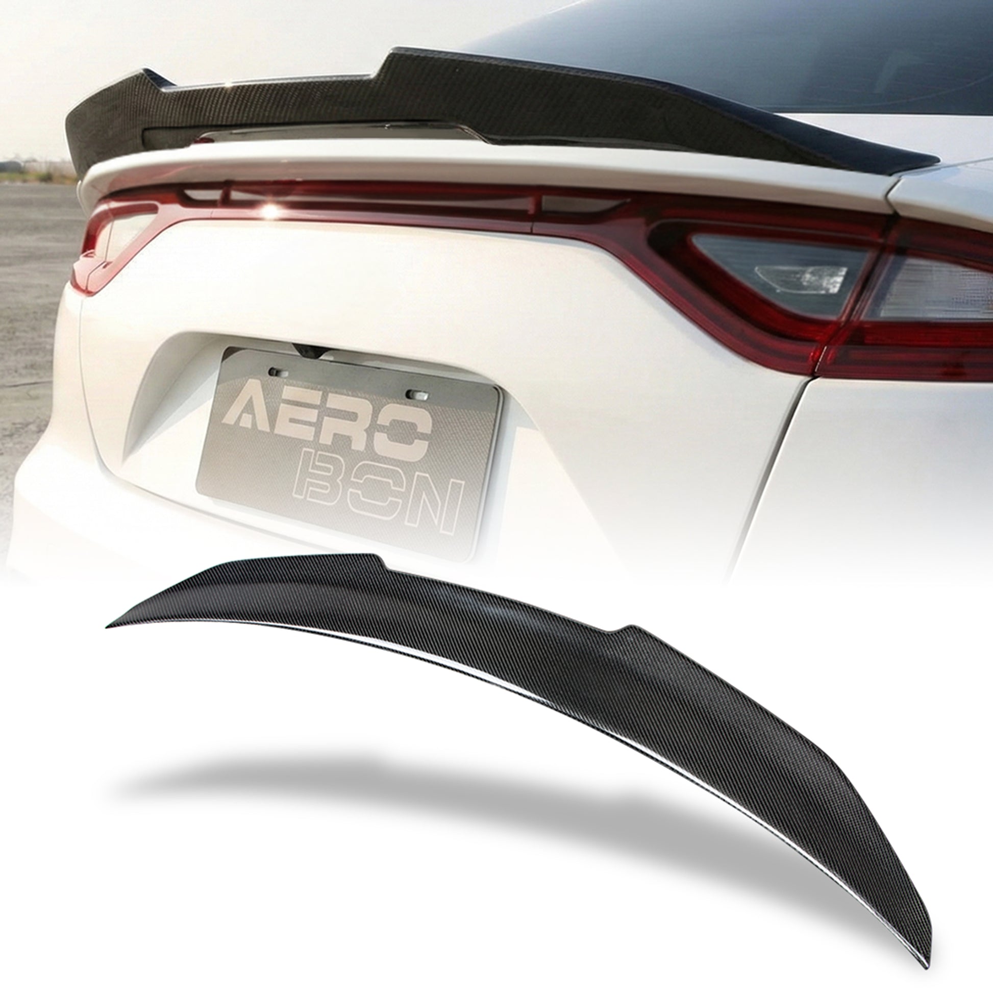 AeroBon Carbon Fiber Trunk Spoiler Kia Stinger (2018-2023) H - installed - rear view