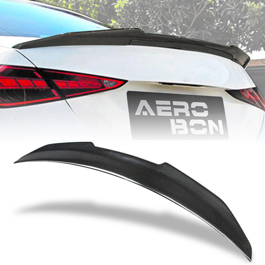 AeroBon Real Carbon Fiber Trunk Spoiler Compatible with 2022-2025 Mercedes C Class W206 Sedan C200 C300 C43 Spoiler (H Style)