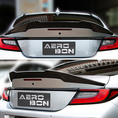 AeroBon Real Carbon Fiber Trunk Spoiler Compatible with 2022-2026 Toyota GR86 Spoiler, Subaru BRZ Spoiler (V Style) Vortex