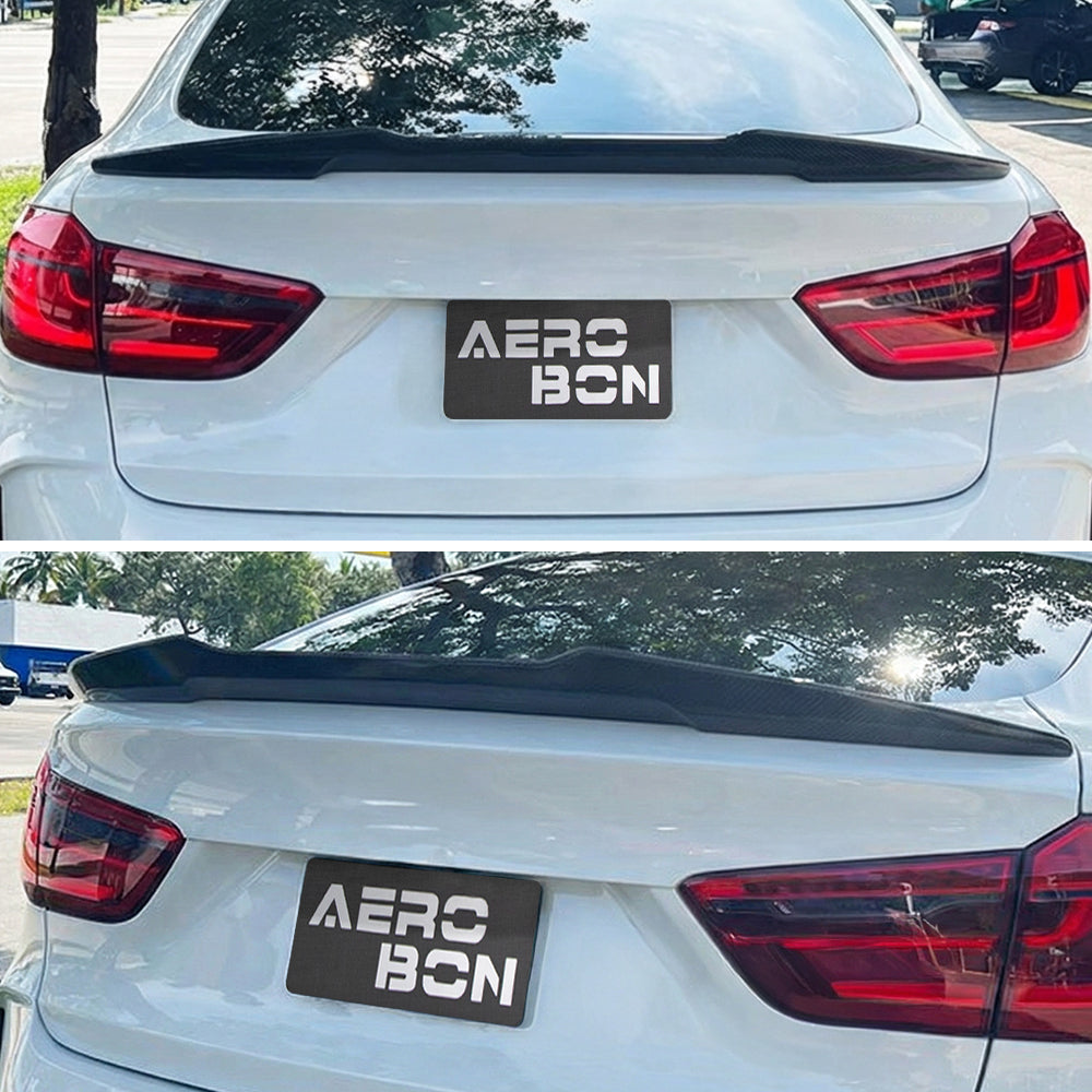 AeroBon Real Carbon Fiber Trunk Spoiler Compatible with 2015-2019 BMW X6 F16 X6M F86 Spoiler (H Style) High Kick