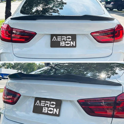 AeroBon Real Carbon Fiber Trunk Spoiler Compatible with 2015-2019 BMW X6 F16 X6M F86 Spoiler (H Style) High Kick