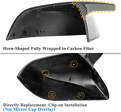 AeroBon Real Carbon Fiber Mirror Cap Covers Compatible with 2017-2026 Tesla Model 3 Mirror Caps (Replacement Style)