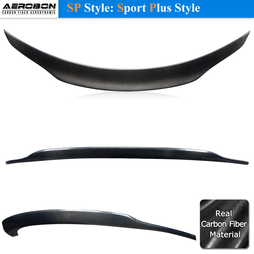 AeroBon Real Carbon Fiber Trunk Spoiler Compatible with 2010-2016 Mercedes Benz E Class W212 Sedan Spoiler (SP Style) Sport Plus