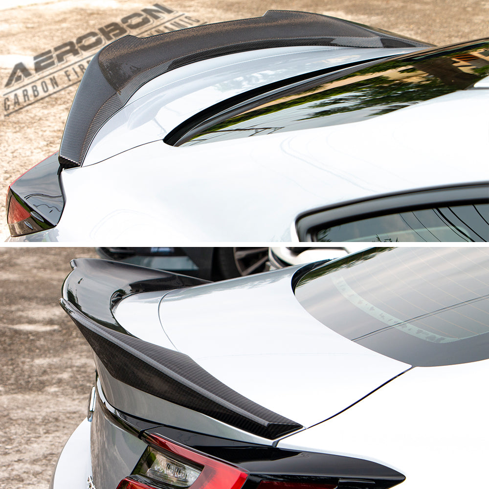 AeroBon Real Carbon Fiber Trunk Spoiler Compatible with 2022-2026 Toyota GR86 Spoiler, Subaru BRZ Spoiler (V Style) Vortex