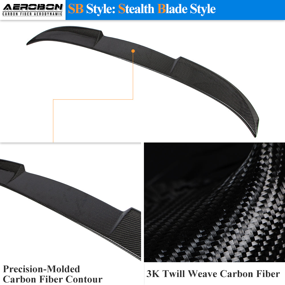 AeroBon Real Carbon Fiber Trunk Spoiler Compatible with 2022-2026 BMW 2 Series G42 Coupe and G87 M2 Spoiler SB style (Stealth Blade)