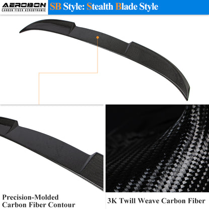 AeroBon Real Carbon Fiber Trunk Spoiler Compatible with 2022-2026 BMW 2 Series G42 Coupe and G87 M2 Spoiler SB style (Stealth Blade)