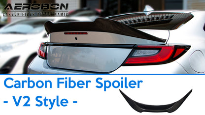 AeroBon Real Carbon Fiber Trunk Spoiler Compatible with 2022-2026 Toyota GR86 Spoiler, Subaru BRZ Spoiler (VE Style) Vortex Extension
