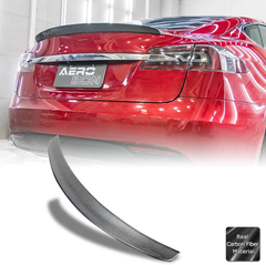 AeroBon Real Carbon Fiber Trunk Spoiler Wing Compatible with 2012-21 Tesla Model S