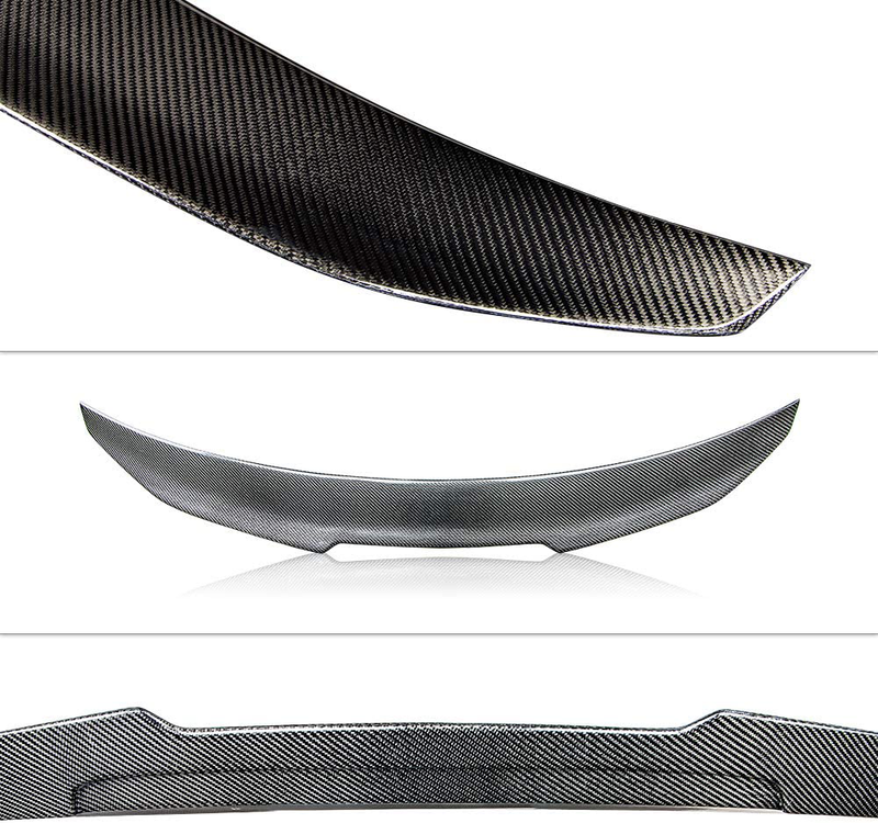 AeroBon Real Carbon Fiber Trunk Spoiler Compatible with 2005-12 BMW E90 3-Series Sedan & E90 M3 (H Style)
