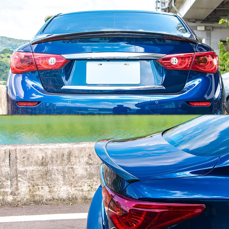 AeroBon Real Carbon Fiber Trunk Spoiler Wing Compatible with 2014-21 Infiniti Q50 Q50S Sedan (US Style)