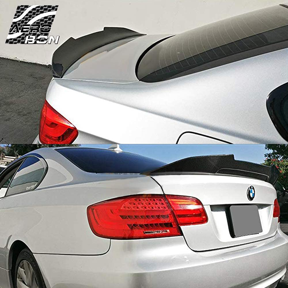 AeroBon Real Carbon Fiber Trunk Spoiler Compatible with 2005-13 BMW E92 3-Series Coupe and E92 M3 (H Style)