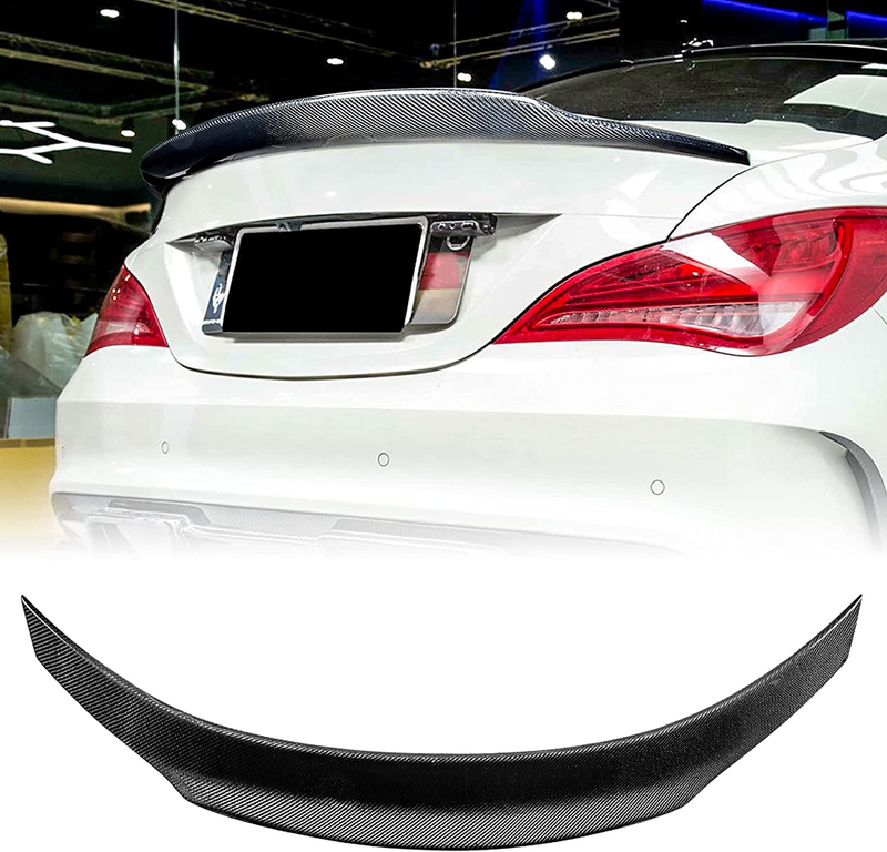 AeroBon Real Carbon Fiber Trunk Spoiler Wing Compatible with Mercedes CLA C117 2013-2019 (High Kick Style)