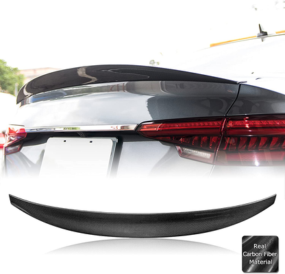 AeroBon Real Carbon Fiber Trunk Spoiler Compatible with 2016-21 Audi A4 S4 (B9) Sedan (HK Style)
