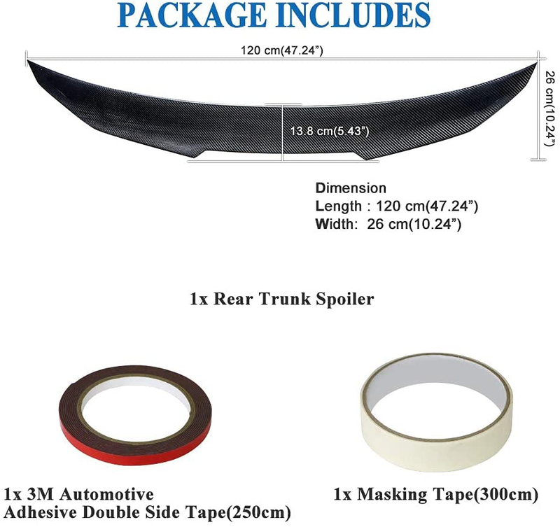 AeroBon Real Carbon Fiber Trunk Spoiler Compatible with 2013-2020 BMW F33 4-Series Convertible/ F83 M4 Convertible