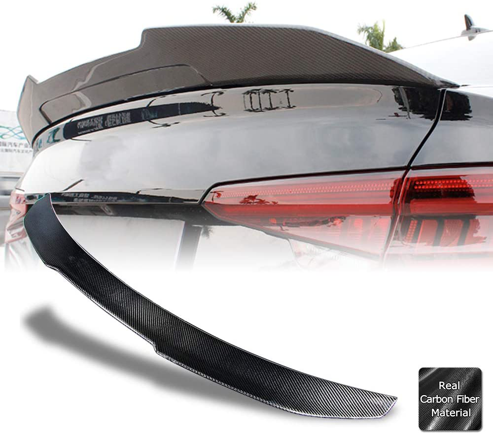 AeroBon Real Carbon Fiber Trunk Spoiler Compatible with 2016-21 Audi A4 S4 (B9) Sedan (H Style)