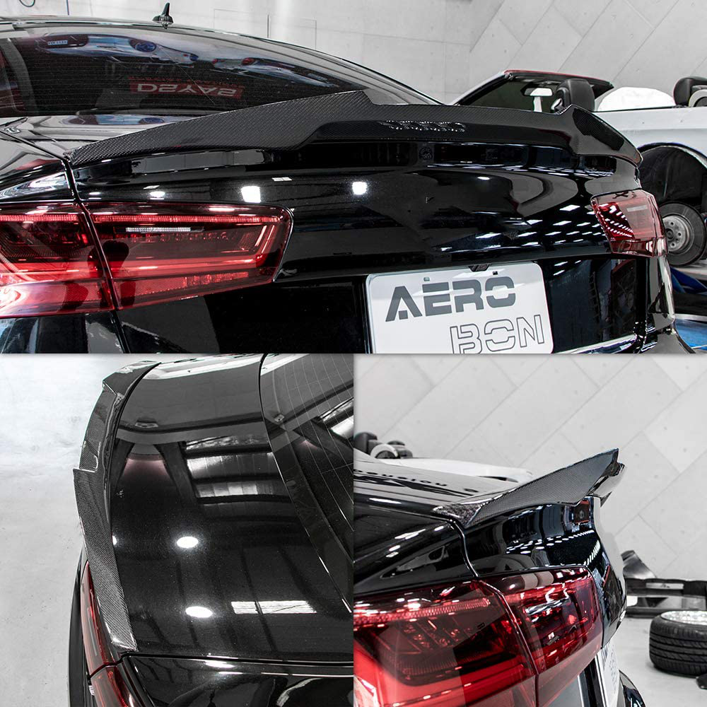 AeroBon Real Carbon Fiber Trunk Spoiler Compatible with 2012-18 Audi A6 (C7) Sedan