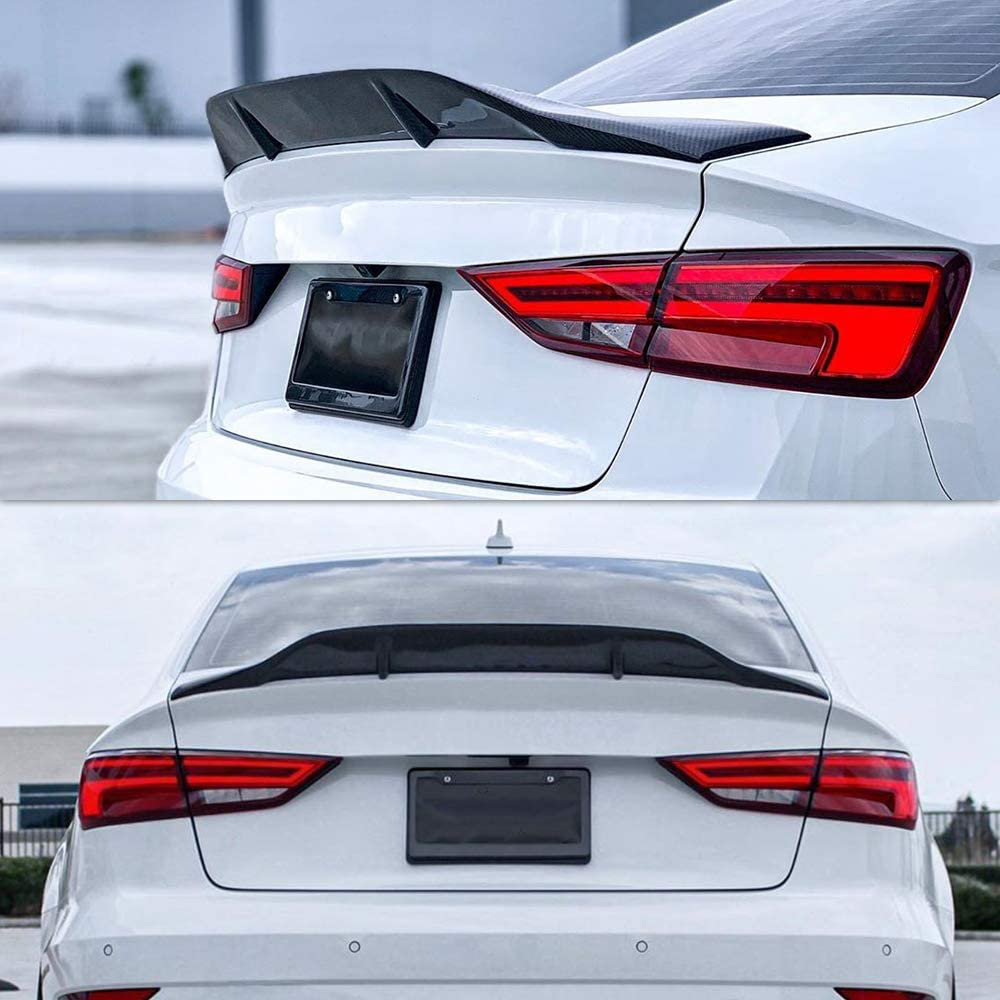 AeroBon Real Carbon Fiber Trunk Spoiler Compatible with 2013-20 Audi A3/ S3/ RS3 MK3 (8V) Sedan (R Style)