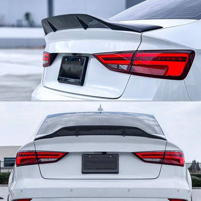 AeroBon Real Carbon Fiber Trunk Spoiler Compatible with 2013-20 Audi A3/ S3/ RS3 MK3 (8V) Sedan (R Style)