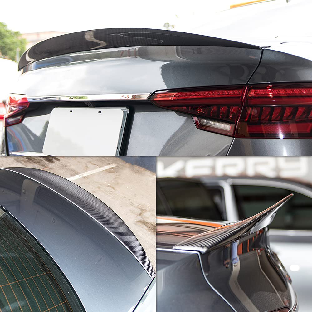 AeroBon Real Carbon Fiber Trunk Spoiler Compatible with 2016-21 Audi A4 S4 (B9) Sedan (HK Style)