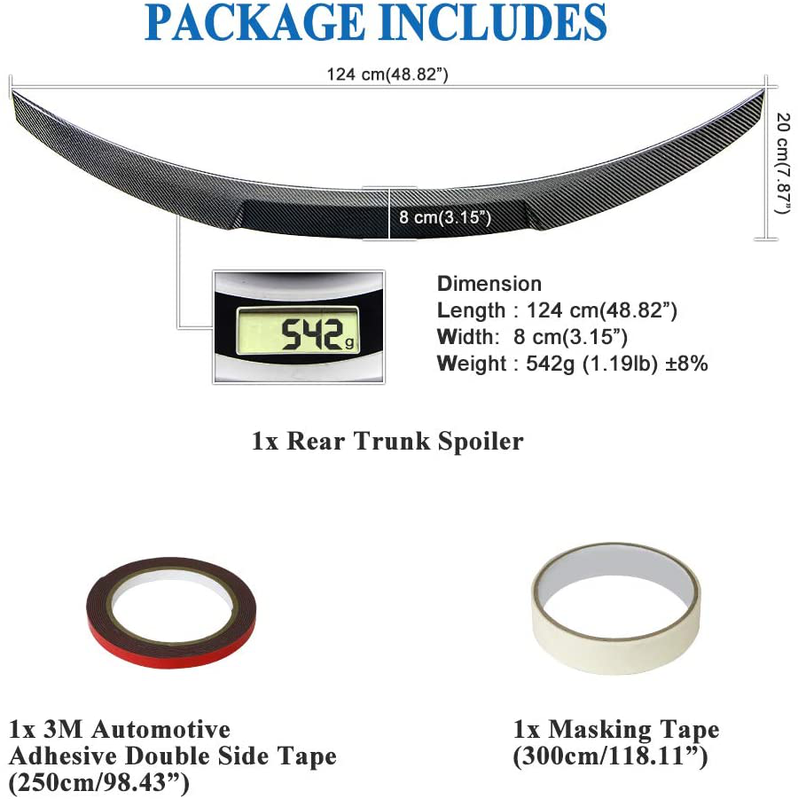 AeroBon Real Carbon Fiber Trunk Spoiler Compatible with 2012-18 Audi A6 (C7) Sedan