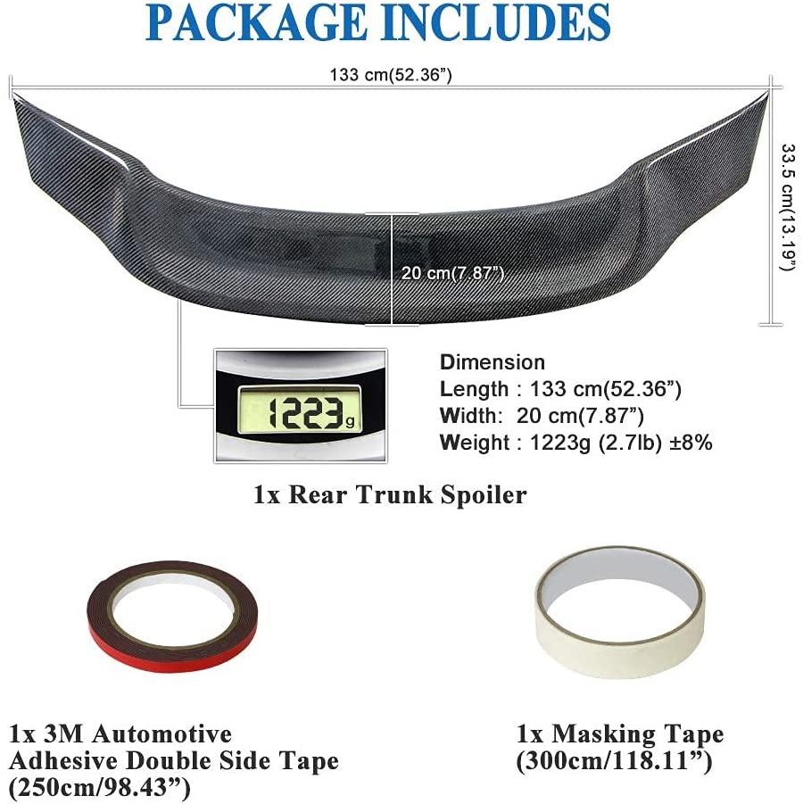 AeroBon Carbon Fiber Trunk Spoiler Compatible with Mercedes 2010-2016 W212 E-Class Sedan (R Style)