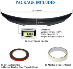 AeroBon Real Carbon Fiber Rear Trunk Spoiler Compatible with 13-20 BMW F32 4-Series Coupe (High-Kick)