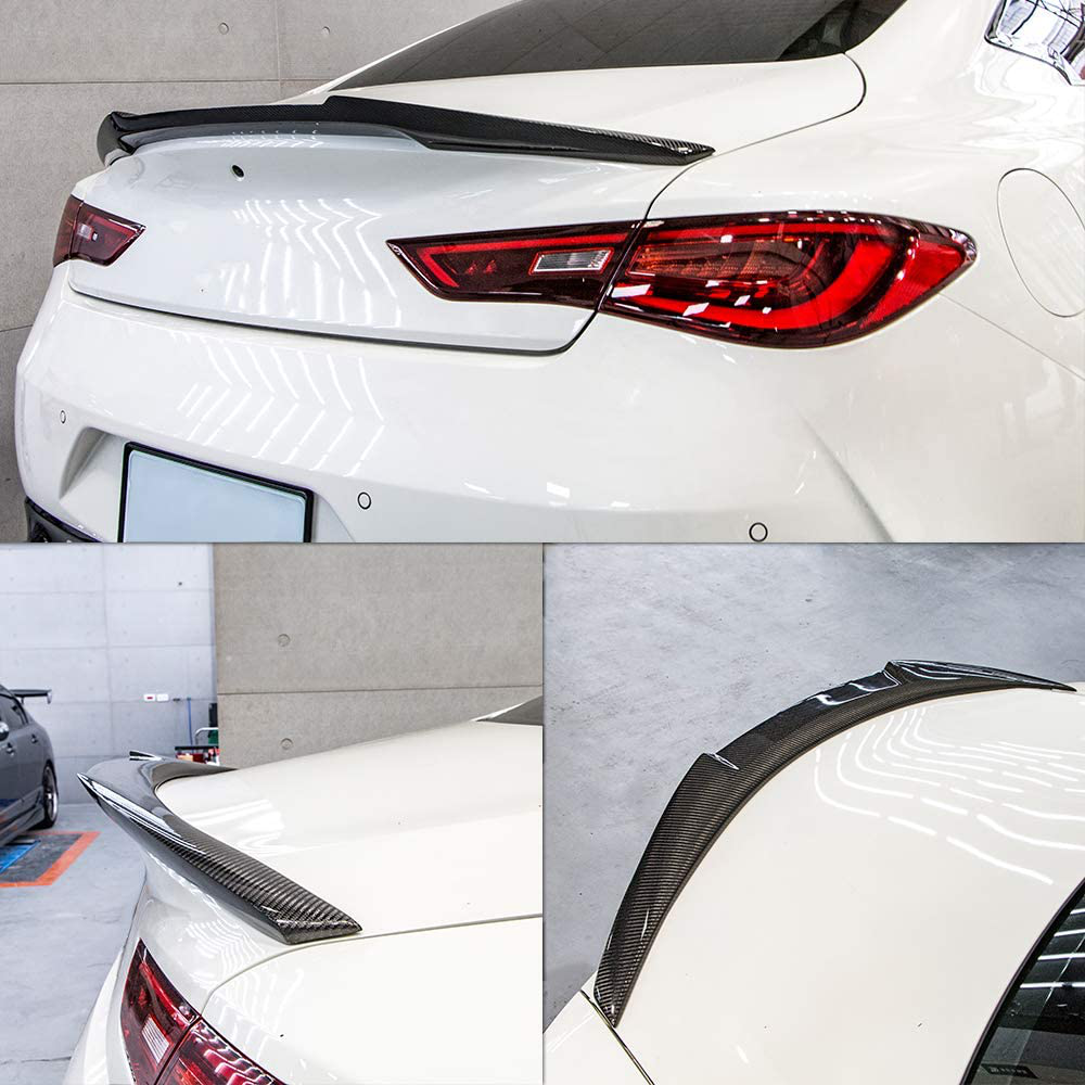 AeroBon Real Carbon Fiber M4V Style Rear Spoiler Wing Compatible with 17-20 Infiniti Q60 Q60S Coupe
