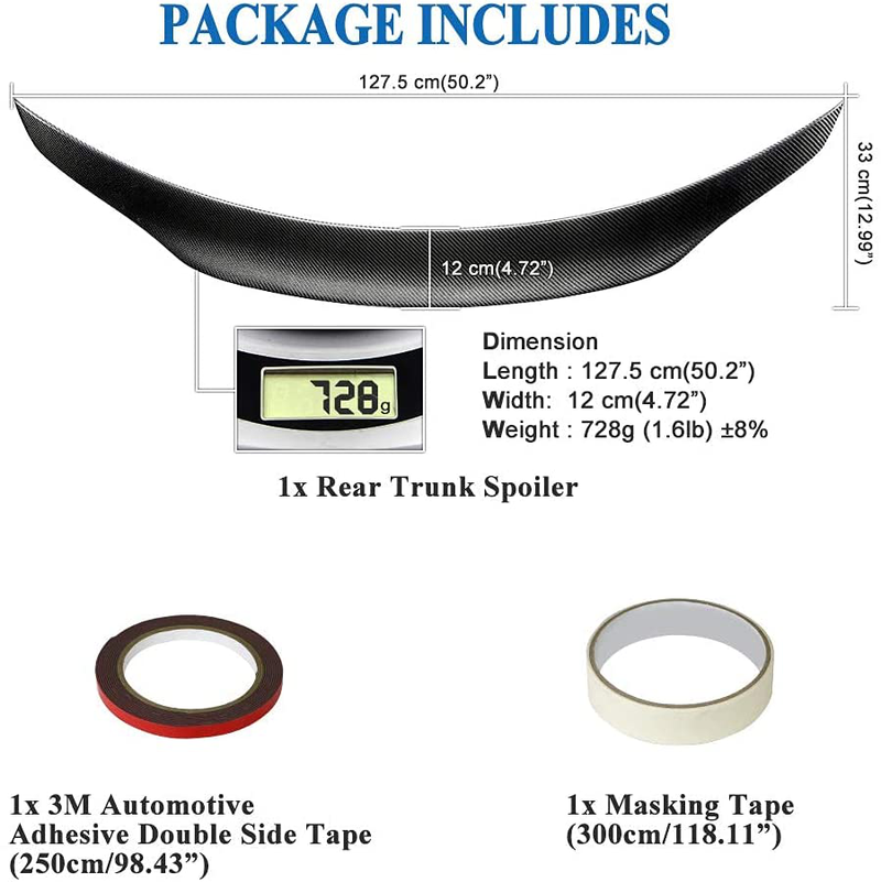 AeroBon Real Carbon Fiber Trunk Lip Spoiler Compatible with 2015-21 Mercedes C-Class W205 Sedan (High-Kick Style)
