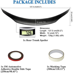 AeroBon Real Carbon Fiber Trunk Lip Spoiler Compatible with 2015-21 Mercedes C-Class W205 Sedan (High-Kick Style)