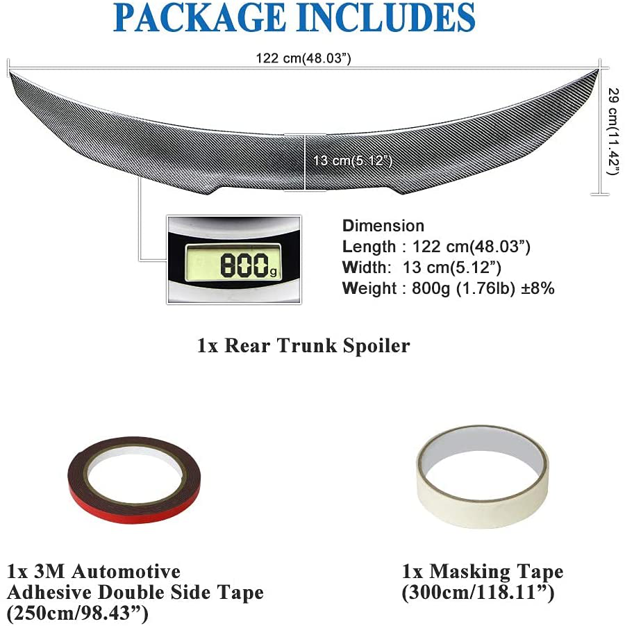 AeroBon Real Carbon Fiber Trunk Spoiler Wing Compatible with 2008-13 BMW 1er E82 Coupe E88 Convertible