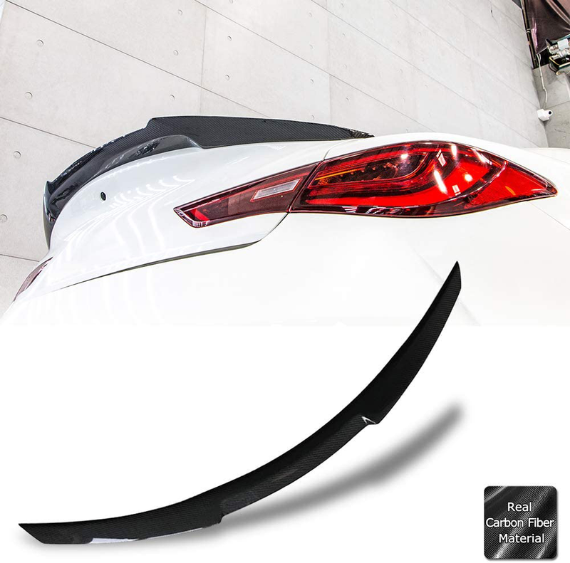 AeroBon Real Carbon Fiber M4V Style Rear Spoiler Wing Compatible with 17-20 Infiniti Q60 Q60S Coupe