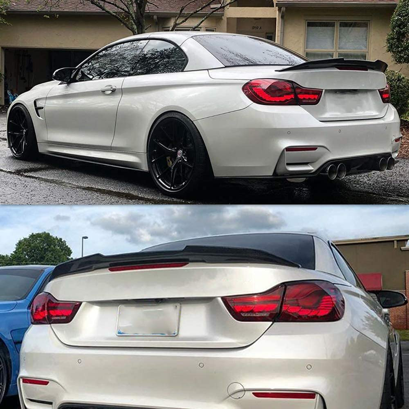 AeroBon Real Carbon Fiber Trunk Spoiler Compatible with 2013-2020 BMW F33 4-Series Convertible/ F83 M4 Convertible
