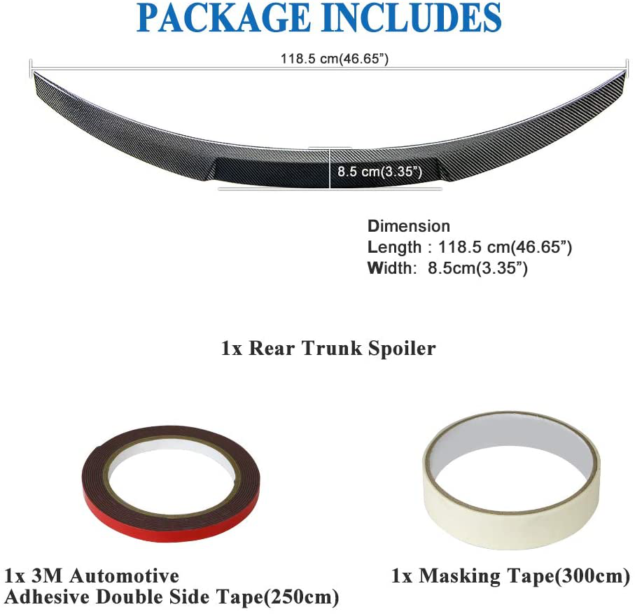 AeroBon Real Carbon Fiber M4V Style Rear Spoiler Wing Compatible with 17-20 Infiniti Q60 Q60S Coupe