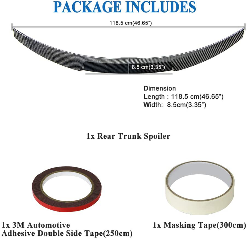 AeroBon Real Carbon Fiber M4V Style Rear Spoiler Wing Compatible with 17-20 Infiniti Q60 Q60S Coupe
