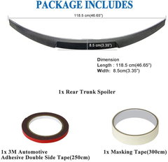 AeroBon Real Carbon Fiber M4V Style Rear Spoiler Wing Compatible with 17-20 Infiniti Q60 Q60S Coupe