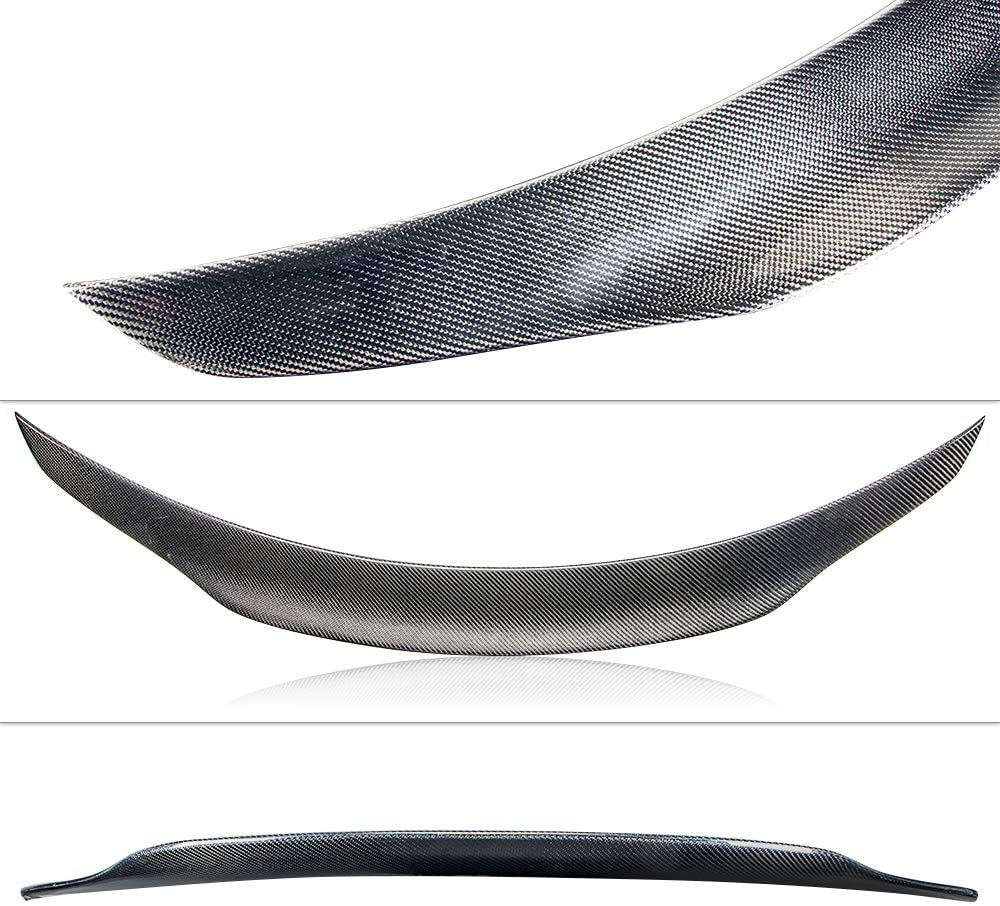 AeroBon Real Carbon Fiber Trunk Spoiler Wing Compatible with 2014-21 Infiniti Q50 Q50S Sedan (H+ Style)