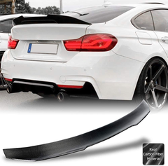 AeroBon Real Carbon Fiber Trunk Spoiler Compatible with 2014-2020 BMW F36 4-Series 4D Gran Coupe (High Kick Style)