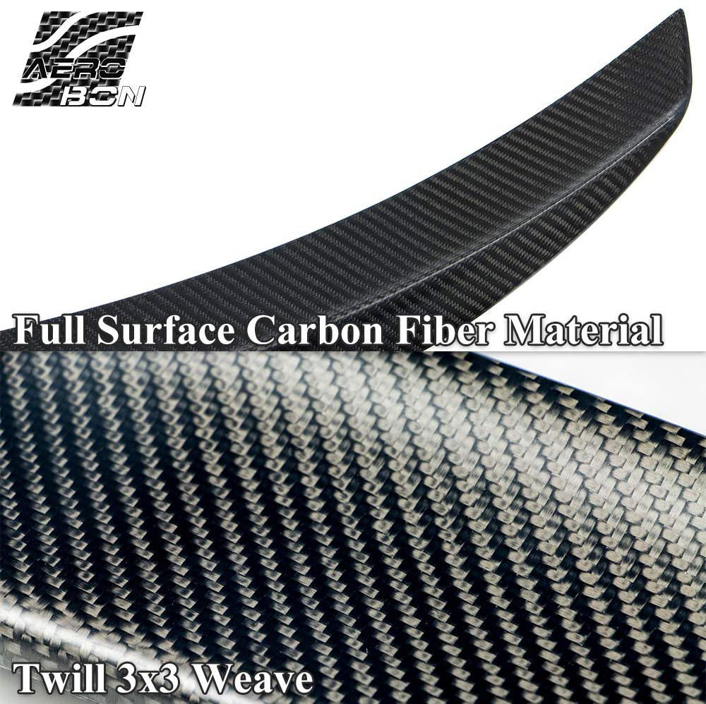 AeroBon Real Carbon Fiber Trunk Spoiler Wing Compatible with 2017-21 Tesla Model 3 (Matte, OE Type)