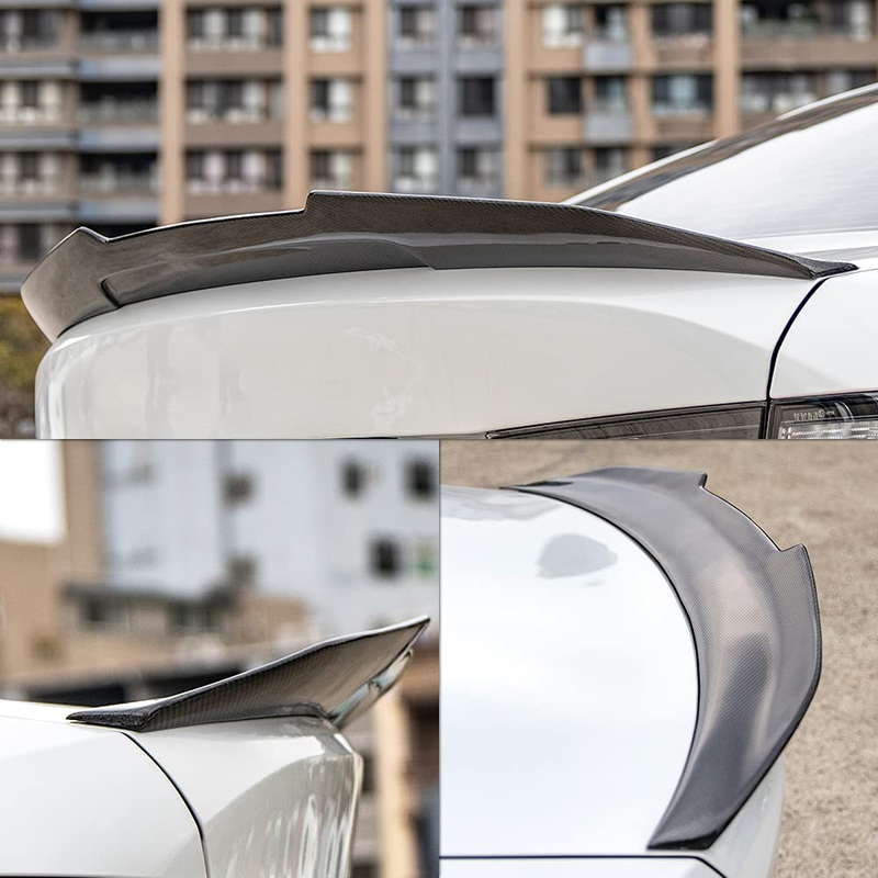 AeroBon Real Carbon Fiber Trunk Spoiler Compatible with 2005-12 BMW E90 3-Series Sedan & E90 M3 (H Style)
