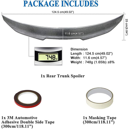 AeroBon Real Carbon Fiber Trunk Spoiler Compatible with 2006-2015 Infiniti G35, G37, G25, Q40 4-Door Sedan