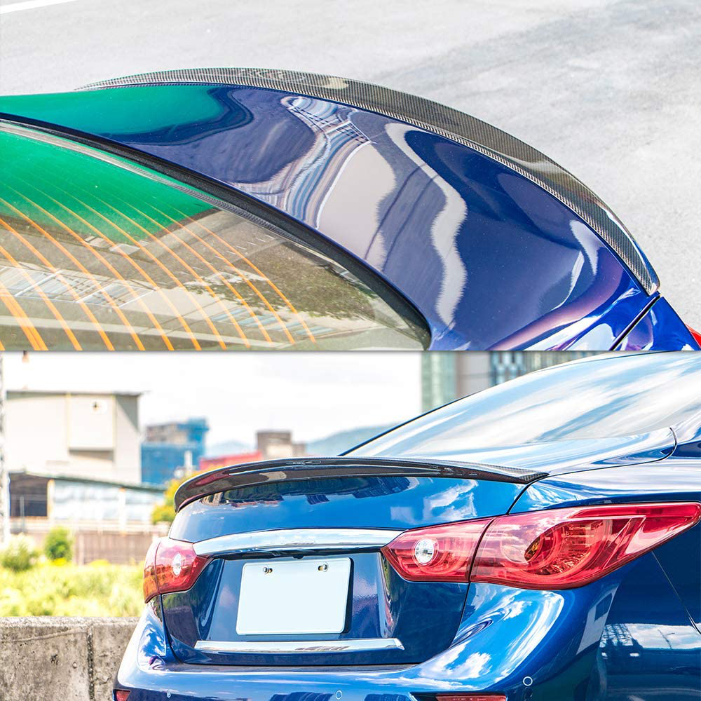 AeroBon Real Carbon Fiber Trunk Spoiler Wing Compatible with 2014-21 Infiniti Q50 Q50S Sedan (US Style)