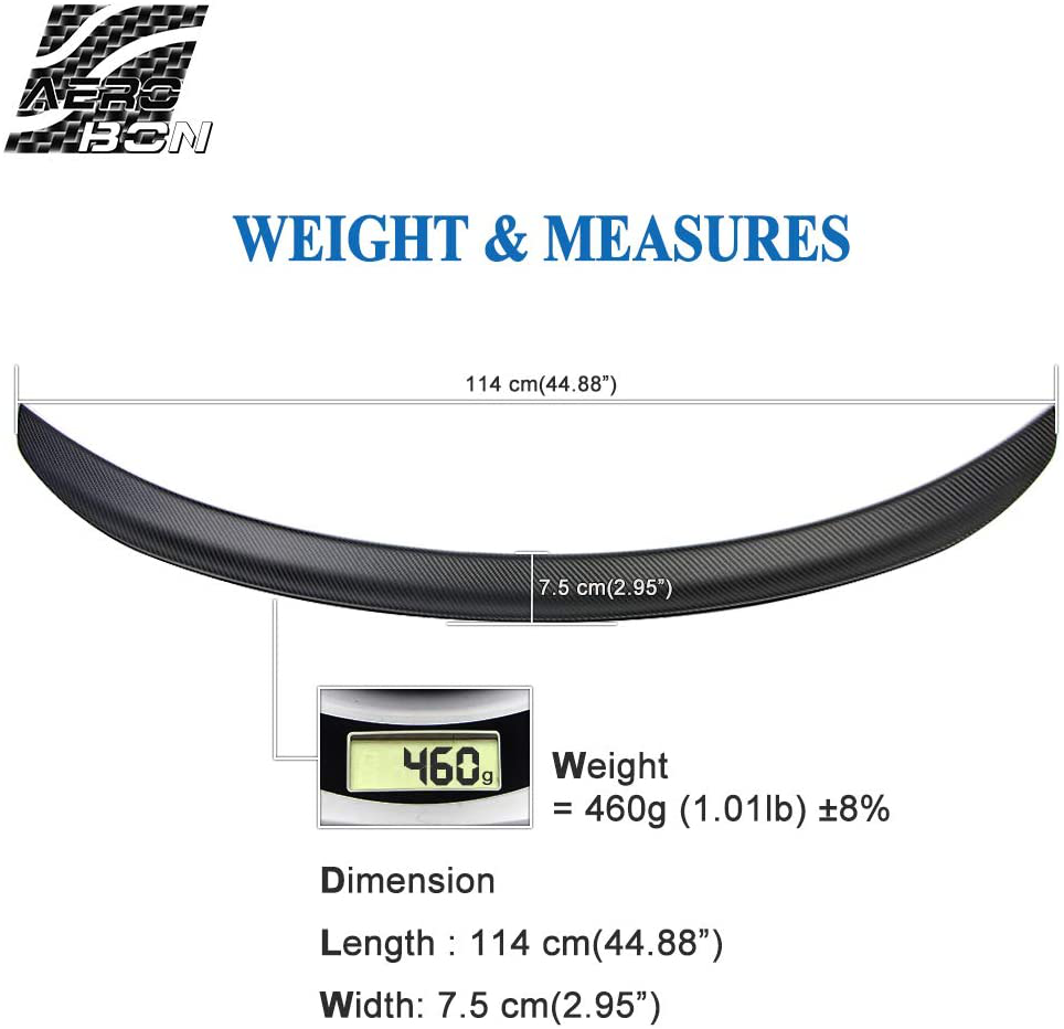 AeroBon Real Carbon Fiber Trunk Spoiler Wing Compatible with 2017-21 Tesla Model 3 (Matte, OE Type)