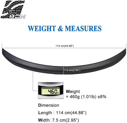 AeroBon Real Carbon Fiber Trunk Spoiler Wing Compatible with 2017-21 Tesla Model 3 (Matte, OE Type)