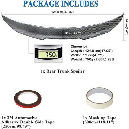 AeroBon Real Carbon Fiber Trunk Spoiler Compatible with 2016-21 Audi A4 S4 (B9) Sedan (H Style)