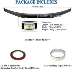 AeroBon Real Carbon Fiber Rear Spoiler Compatible with 2014-21 Infiniti Q50 Q50S Sedan (V Style)