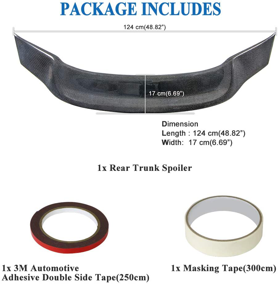 AeroBon Real Carbon Fiber Trunk Spoiler Wing Compatible with Mercedes CLA C117 2013-2019 (R Style)